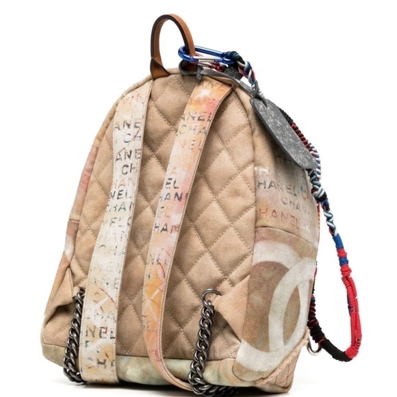 Chanel Graffiti Canvas Backpack “31 Rue Cambon” – Rare Runway, Multicolor Cord - Picture 2 of 12